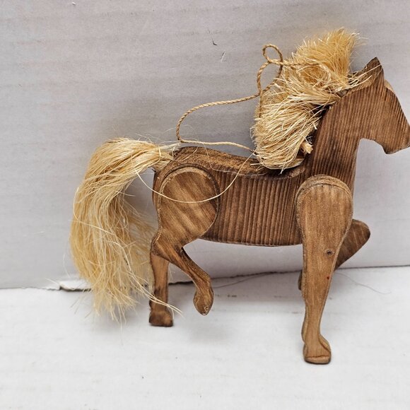 Horse Handcrafted by Silvestri wood Straw Holiday Tree Christmas Ornament Decor - Picture 5 of 8